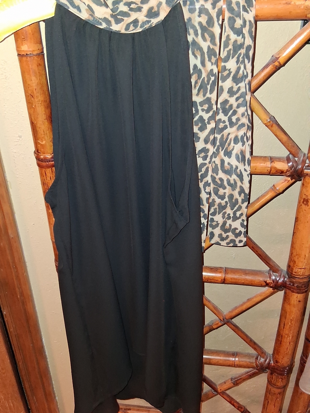 WHBM Black Women's One Shoulder  Long Tie Top - Classic Flowing Design